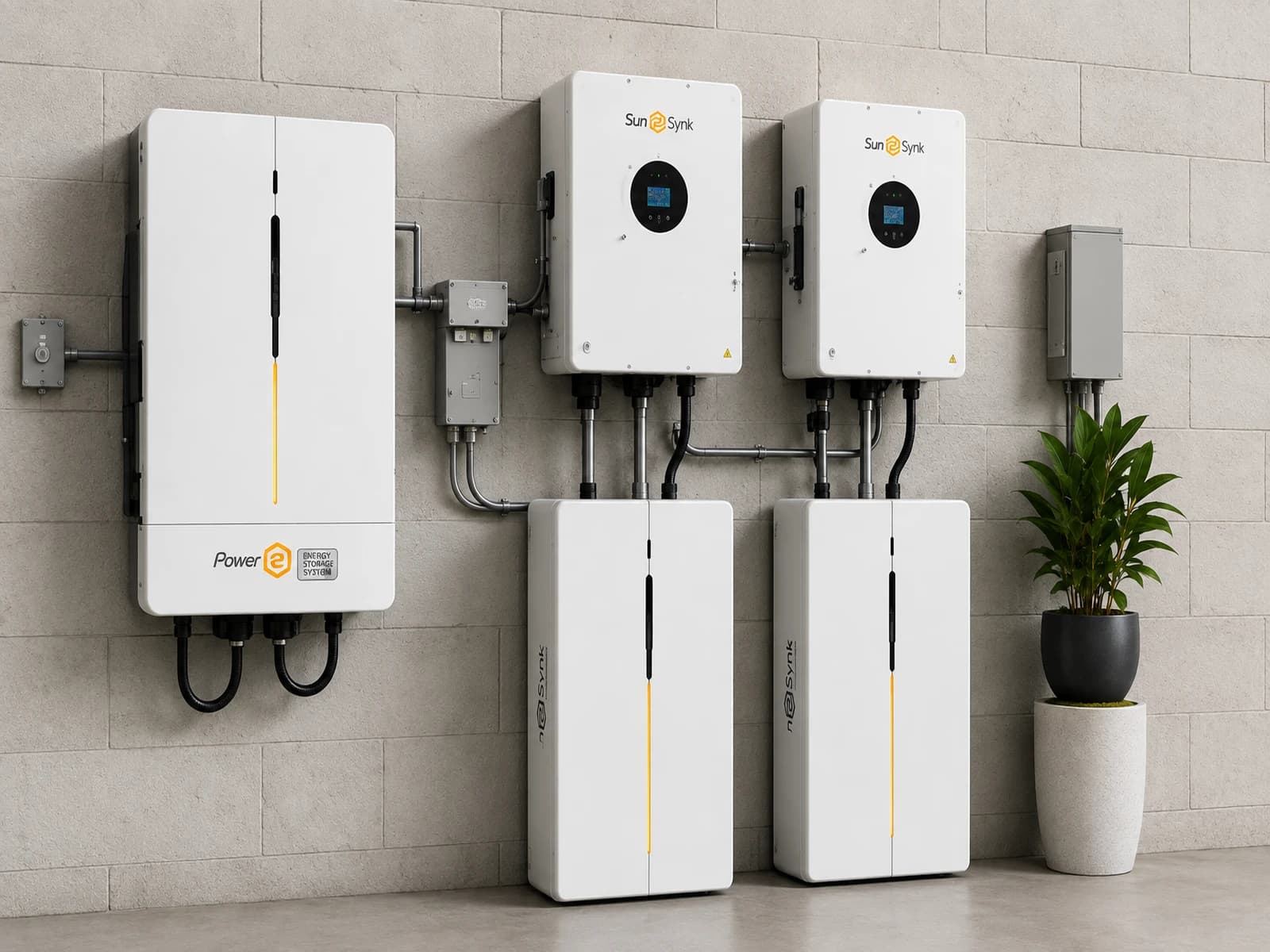 Sunsynk battery and inverter wall installation