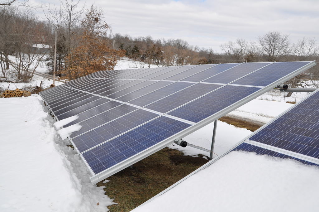 Solar panels covered in snow.